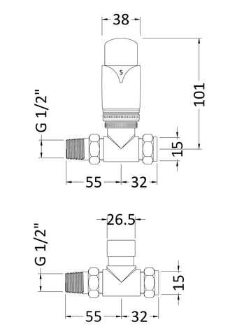 Hudson Reed HT316 Angled Thermostatic Radiator Valve Pack, Chrome