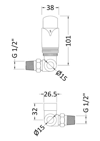 Hudson Reed HT317 Corner Thermostatic Radiator Valve Pack, Chrome