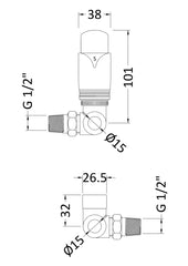 Hudson Reed HT317 Corner Thermostatic Radiator Valve Pack, Chrome