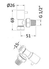 Hudson Reed HT328 Angled Radiator Valve Pack (Pairs), Chrome