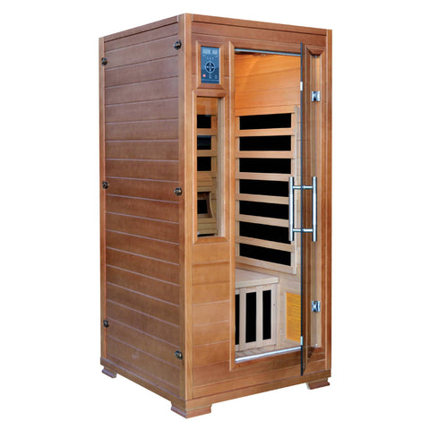 Majestic 1-2 Person Hemlock Infrared Sauna w/ 5 Carbon Heaters - Houux