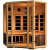 Image of JNH Lifestyles Joyous 4 Person Corner Design Joyous Canadian Hemlock Wood Carbon Fiber Far Infrared Sauna - Houux
