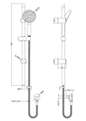 Nuie JTY004 Slide Rail Shower Kit, Chrome