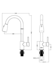 Nuie KC317 Pull-out Mixer Tap, Chrome