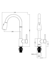 Nuie KC318 Pull-out Mixer Tap, Chrome