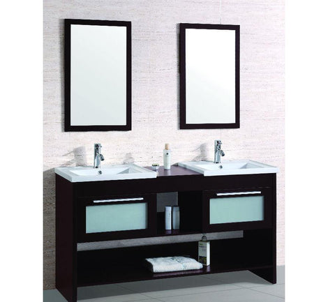 Legion Furniture WT9118-R Double Sink Vanity With Two Mirrors, No Faucet (One Box With Two Mirror) - Houux