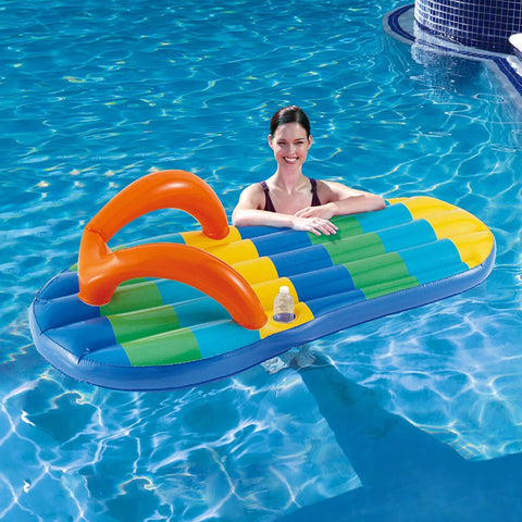 Beach Striped Flip Flop 71-in Inflatable Pool Float - Houux