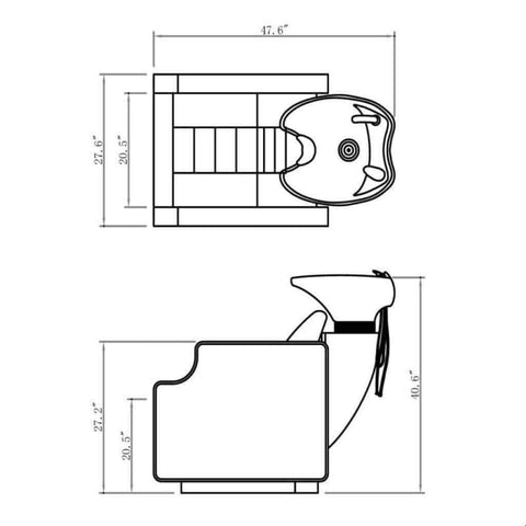 DIR Salon Massage Backwash with reclining backrest and Styling Chair Salon Package DIR 7888-1888 - Houux