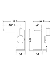 Nuie MIN365 Bloc Mini Mono Basin Mixer, Chrome