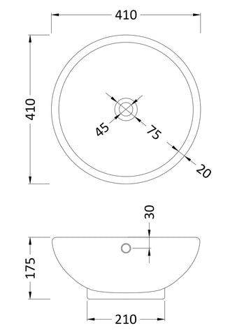 Nuie NBV124 Round Vessel Round, White