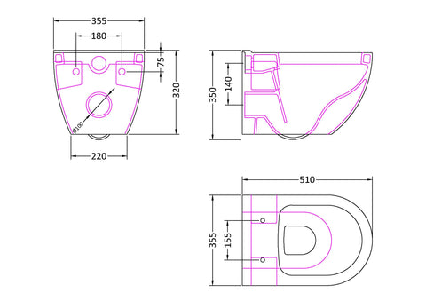 Nuie NCU900C Provost Wall Hung Pan Round, White