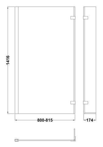 Nuie NSBS1 Pacific L-Shaped Bath Screen Hinged, Polished Chrome