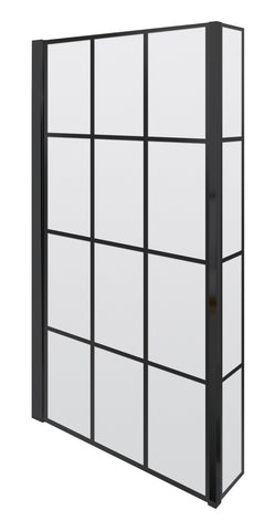 Nuie NSBS7BF Pacific Square Black Framed Bath Screen With Fixed Return, Matt Black