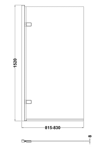 Nuie NSSQ7 Pacific Square Hinged Bath Screen - 8mm