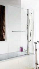 Nuie NSSQR2 Pacific Square Bath Screen With Fixed Panel & Rail, Polished Chrome