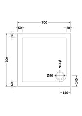 Nuie NTP002 Square Shower Tray 700 x 700mm, White