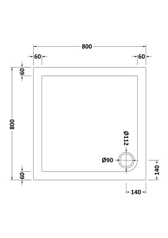 Nuie NTP006 Square Shower Tray 800 x 800mm, White