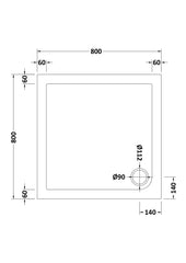 Nuie NTP006 Square Shower Tray 800 x 800mm, White