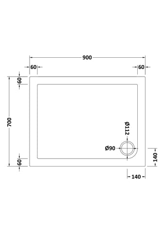 Nuie NTP007 Rectangular Shower Tray 900 x 700mm, White