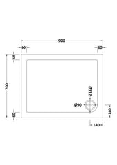 Nuie NTP007 Rectangular Shower Tray 900 x 700mm, White