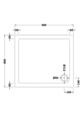 Nuie NTP009 Rectangular Shower Tray 900 x 800mm, White