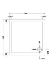 Nuie NTP010 Square Shower Tray 900 x 900mm, White