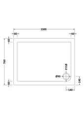 Nuie NTP012 Rectangular Shower Tray 1000 x 760mm, White