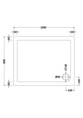 Nuie NTP013 Rectangular Shower Tray 1000 x 800mm, White