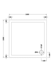 Nuie NTP015 Square Shower Tray 1000 x 1000mm, White