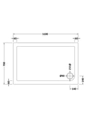 Nuie NTP016 Rectangular Shower Tray 1100 x 700mm, White