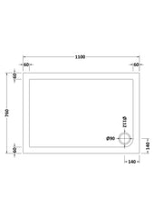 Nuie NTP017 Rectangular Shower Tray 1100 x 760mm, White