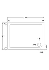 Hudson Reed NTP018 Rectangular Shower Tray 1100 x 800mm, White