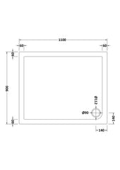 Hudson Reed NTP019 Rectangular Shower Tray 1100 x 900mm, White