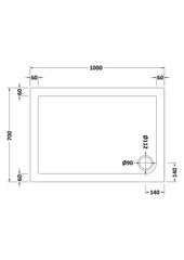 Hudson Reed NTP021 Rectangular Shower Tray 1000 x 700mm, White