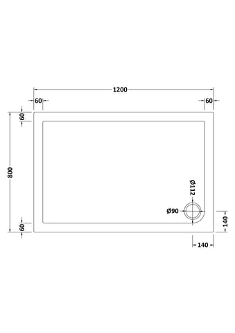 Nuie NTP023 Rectangular Shower Tray 1200 x 800mm, White