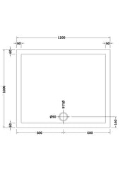 Nuie NTP025 Rectangular shower tray 1200 x 1000mm, White