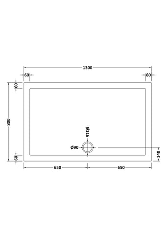 Nuie NTP028 Rectangular Shower Tray 1300 x 800mm, White