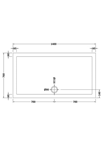 Nuie NTP032 Rectangular Shower Tray 1400 x 760mm, White