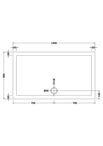 Nuie NTP033 Rectangular Shower Tray 1400 x 800mm, White