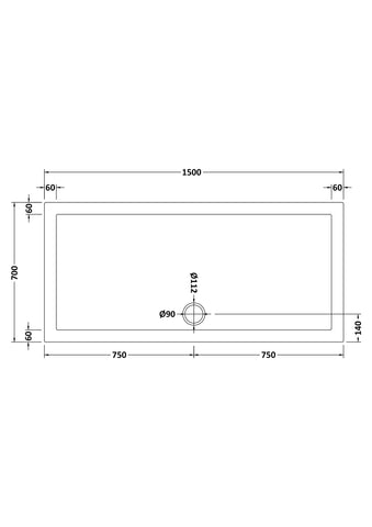 Nuie NTP041 Rectangular Shower Tray 1500 x 700mm, White