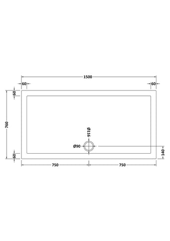 Nuie NTP042 Rectangular Shower Tray 1500 x 760mm, White