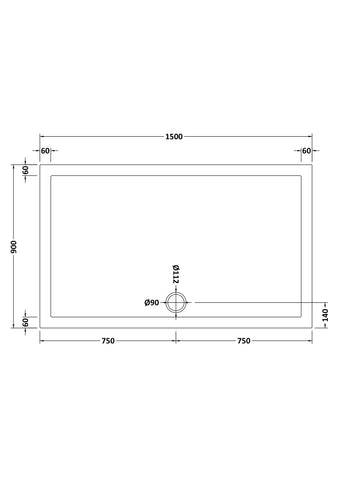 Nuie NTP044 Rectangular Shower Tray 1500 x 900mm, White