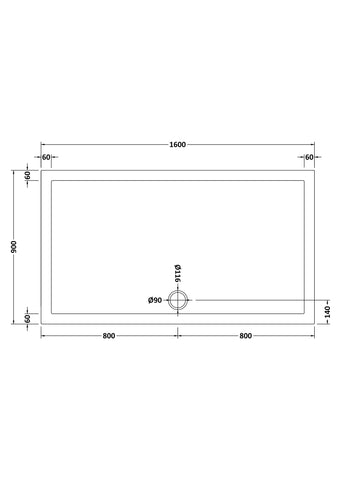 Nuie NTP054 Rectangular Shower Tray 1600 x 900mm, White