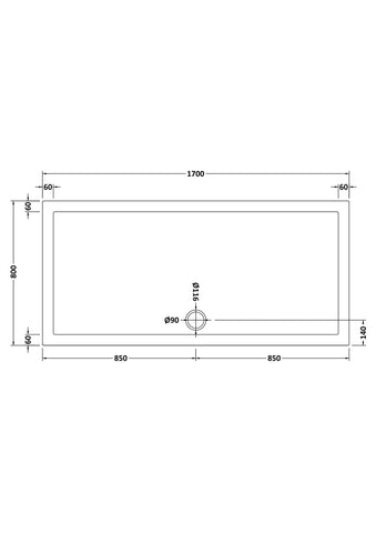 Nuie NTP063 Rectangular Shower Tray 1700 x 800mm, White