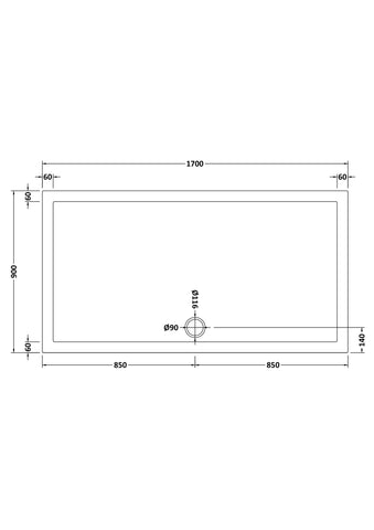 Nuie NTP064 Rectangular Shower Tray 1700 x 900mm, White