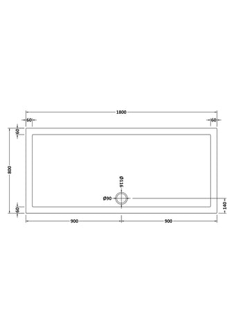 Nuie NTP073 Rectangular Shower Tray 1800 x 800mm, White