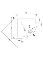 Nuie NTP097 Quadrant Shower Tray 760 x 760mm, White