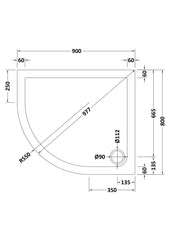 Nuie NTP103 Offset Quad Shower Tray LH 900 x 800mm, White