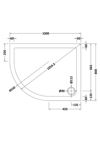 Nuie NTP108 Offset Quad Shower Tray LH 1000 x 800mm, White