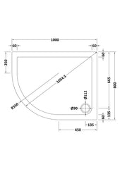 Nuie NTP108 Offset Quad Shower Tray LH 1000 x 800mm, White